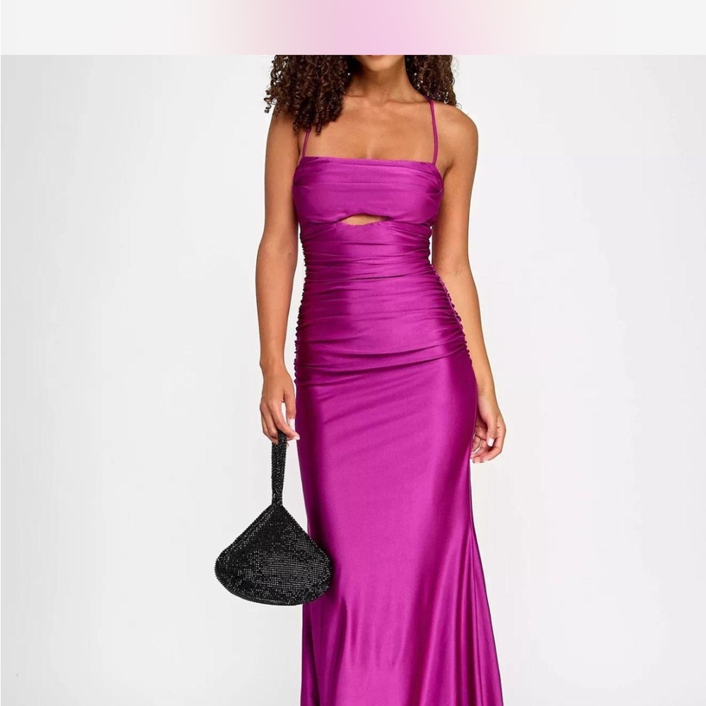 City Studios Juniors Power-Stretch Cut-Out
Draped Gown